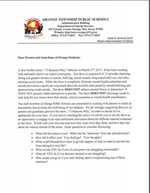 Letter to Parents-Suicide  